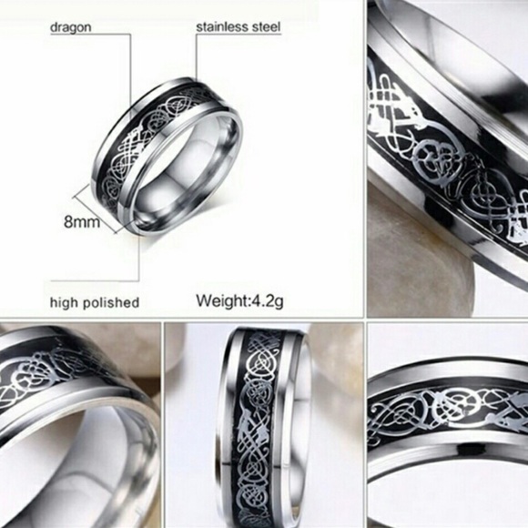 Stainless steel Celtic dragon ring - Picture 4 of 4